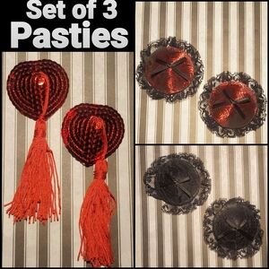 Set of 3 Red and Black Pasties